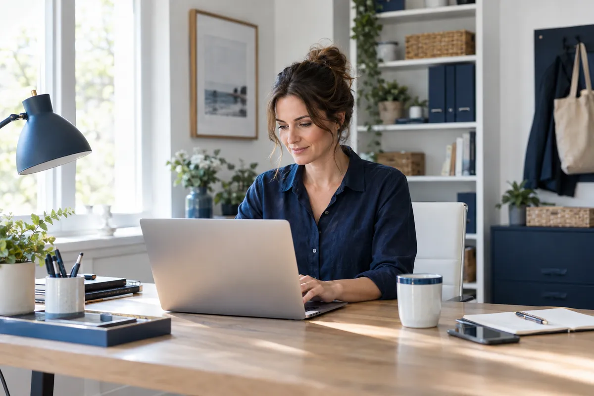 Service business owner reviewing customer work