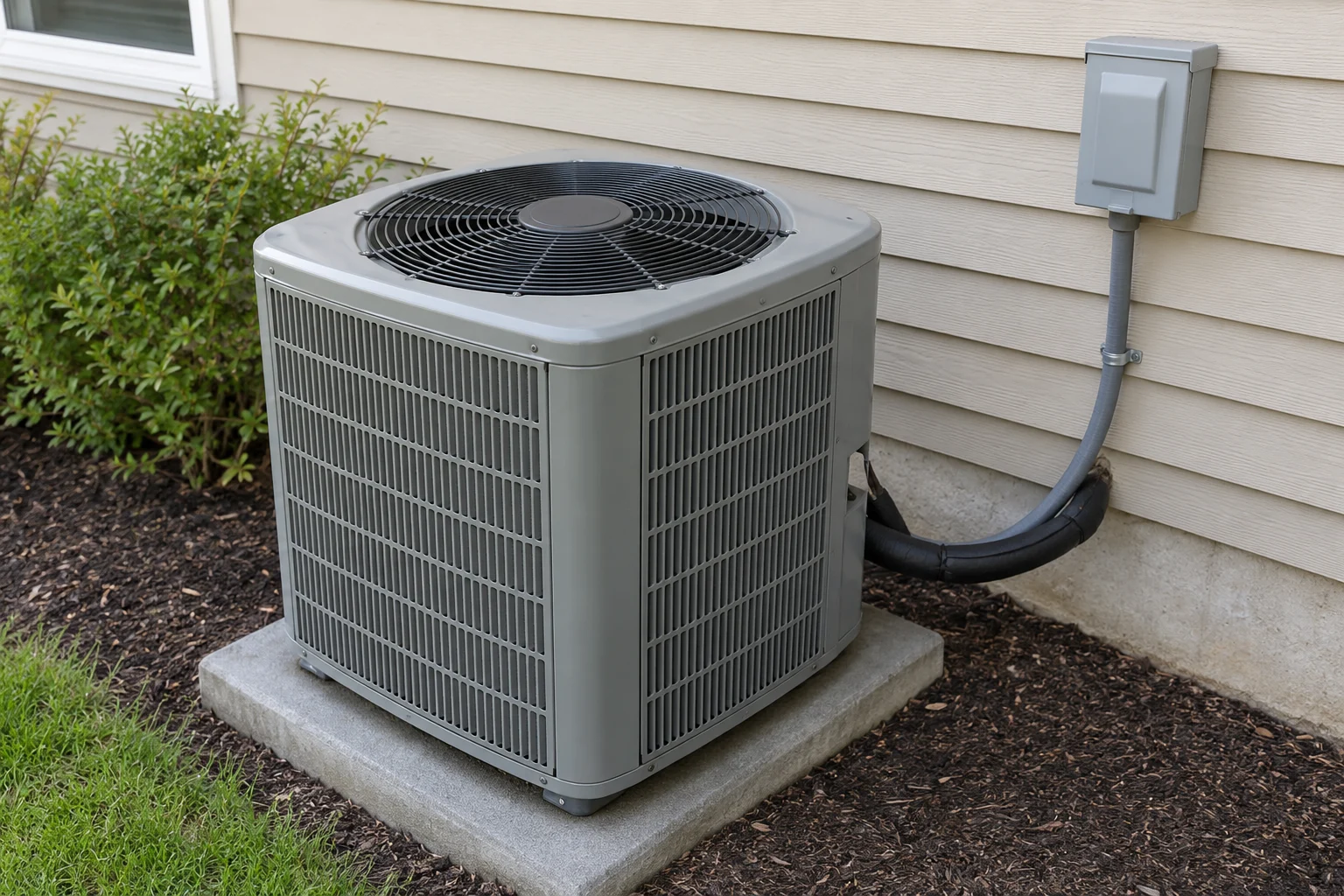 Outdoor HVAC condenser at a service location